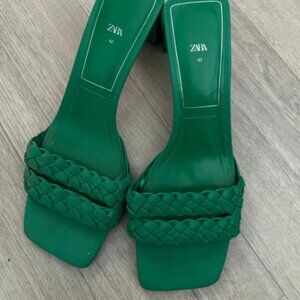 Zara green heels sandals